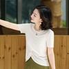 西子/【月光夜曲】桑蚕丝进口高密机织圆领扭结抽褶百搭黑白色T恤/TXTJ195 商品缩略图2