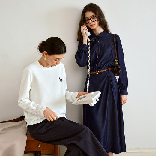 OLrain欧芮儿2025新款女秋季法式复古优雅收腰连衣裙长袖茶歇裙 商品图2