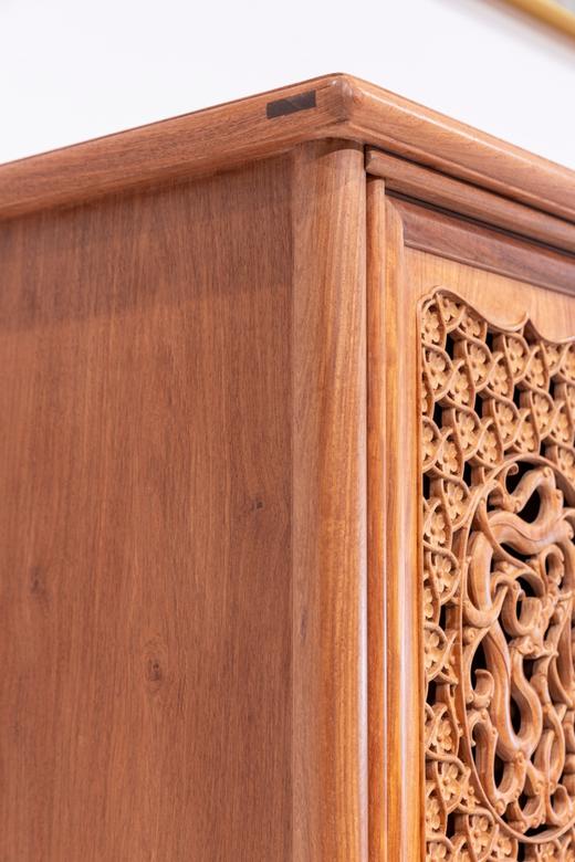 红桥红  家具严选  缅甸花梨（大果紫檀）  【182 透雕梅龙 圆角柜】 商品图2