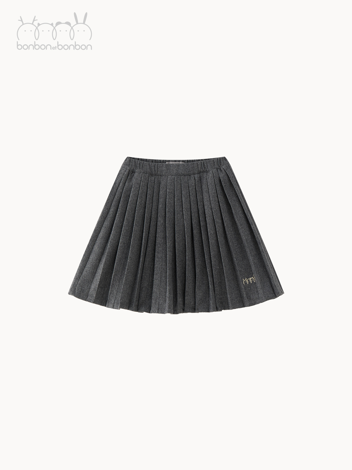 深灰羊毛百褶半裙