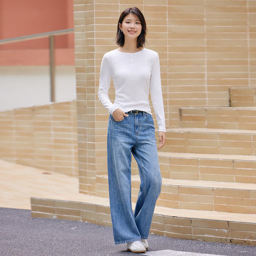 【门店同款】马恩MAXNEW2025秋季新款宽松拖地直筒裤高腰阔腿裤女 商品图3