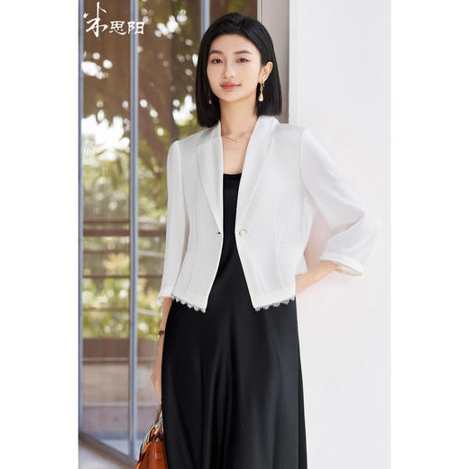 薄透气醋酸短外套 米思阳2025夏季新款轻气质高级感七分袖西装1531 商品图0
