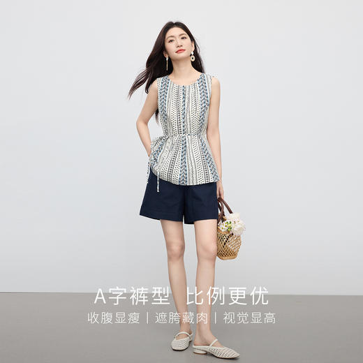 【专属特价】熙世界民族风清凉套装25夏季新款纯棉印花背心+A字短裤女两件套 商品图2