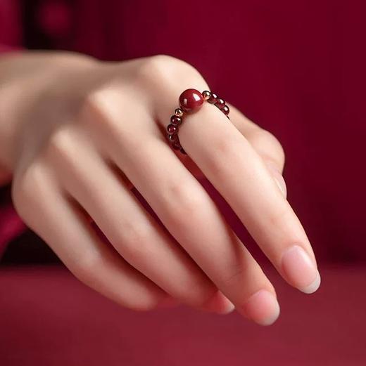 【石榴石朱砂戒指】敦煌小众天然朱砂戒指 石榴石本命年时尚个性小指环戒指 商品图3