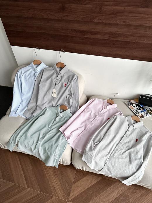 AMI男女同款经典款红色爱心条纹长袖衬衫(ZY*SS) 商品图7