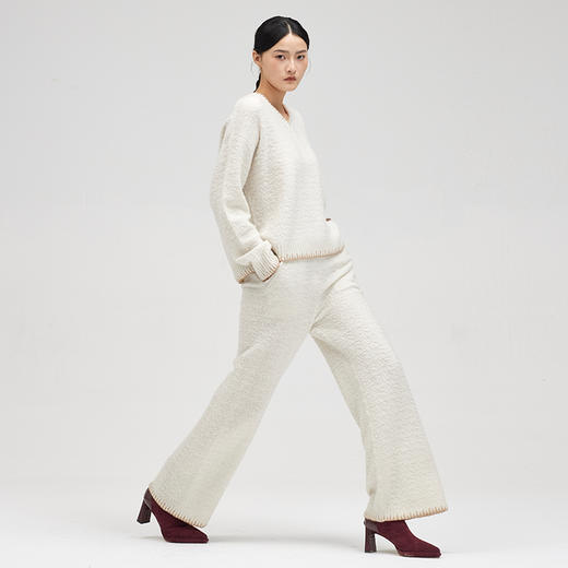 羊绒手工缝边女V领长袖套衫  SJF96W250N 商品图5