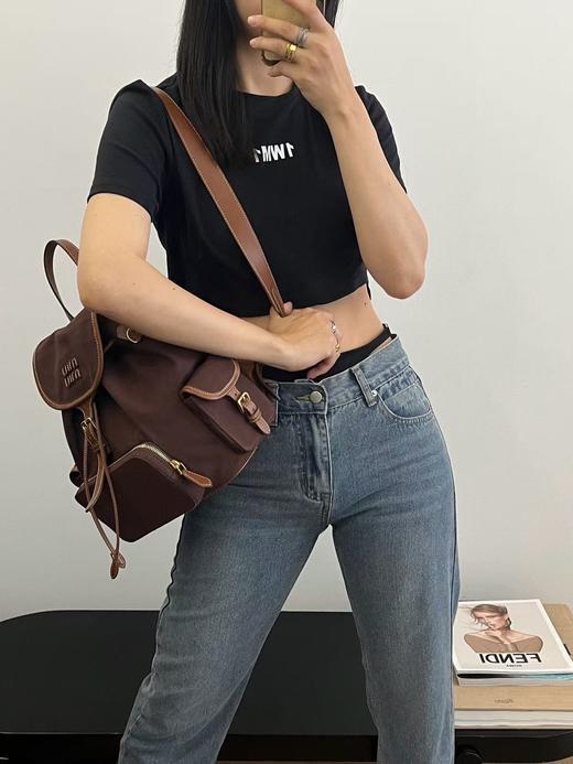 缪缪25ss春季爆火的帆布双肩包 石木楠色（PLD） 商品图9