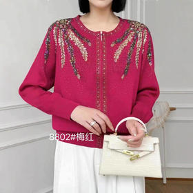 FCY JY8802刺绣针织衫上衣大码妈妈宽松毛衣