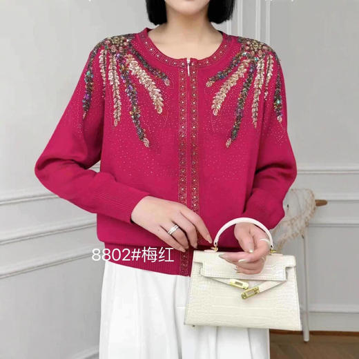 FCY JY8802刺绣针织衫上衣大码妈妈宽松毛衣 商品图0