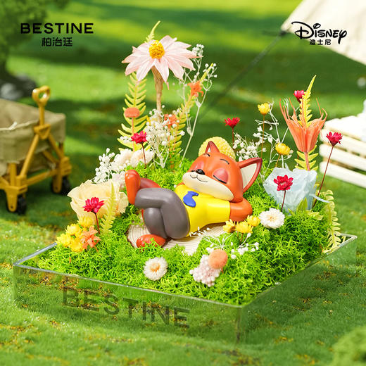 VBEINGS花语 星期天唯爱花园系列 迪士尼疯狂动物城朱迪尼克永生花礼盒摆件情人节生日礼物 商品图1