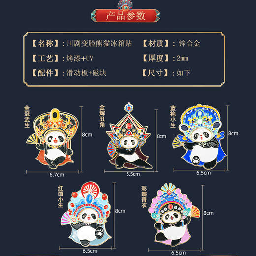 【熊猫变脸可动金属冰箱贴】川渝川剧可滑动变脸四川成都特色重庆纪念品伴手礼物国潮 商品图2