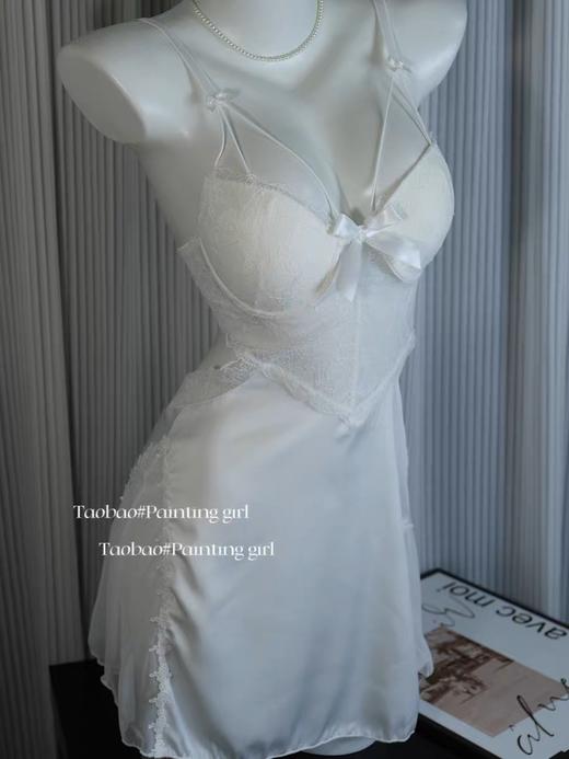 【法式蝴蝶结吊带蕾丝睡裙】七夕限定!好辣 性感又可爱❤斩男战袍 自带氛围感的睡衣~深V托 剪裁+蝴蝶结蕾丝边，纯欲天花板 商品图2