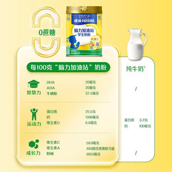 雀巢（Nestle）脑力加油站学生奶粉 高钙900g罐装青少年奶粉6-15岁 商品图1