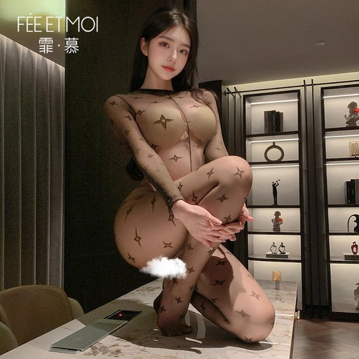 【情趣内衣】霏慕 网红风开裆提花连身丝袜ZY70 商品图9