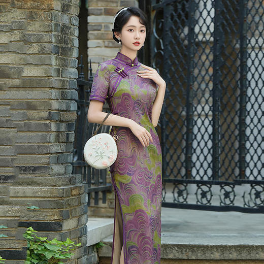 老上海国风中式长款改良旗袍60880 商品图2