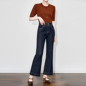 「高货wl」全新升级【铂金会员220/天猫299/差价79】(15936)洛诗琳设计感竹节天丝牛仔裤2025秋季高腰两粒扣微喇裤女