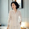 西子/【南法亚麻】法国雨露麻重工刺绣慵懒风设计感翻领长袖百搭衬衫/CSBH1491 商品缩略图0
