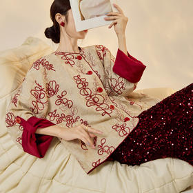 SS N7047印花改良上衣国风时尚开衫盘扣复古宽松外套