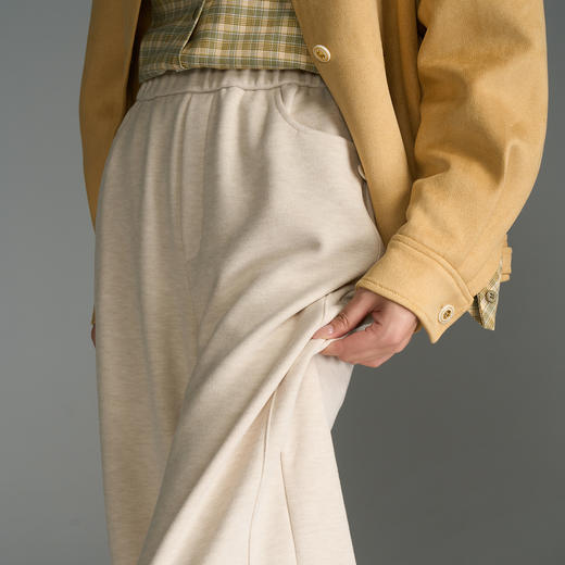 OLrain欧芮儿慵懒显瘦针织休闲裤女秋季2025新款松紧腰直筒长裤子 商品图3