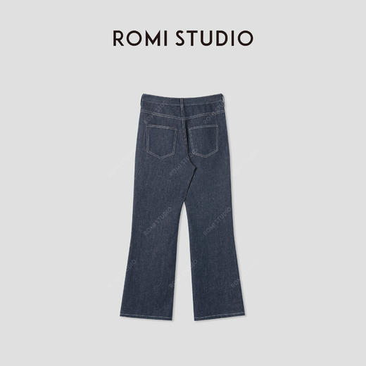 ROMI STUDIO“老钱静奢”独特平纹高腰微喇直筒牛仔裤RWCSXD3842 商品图1