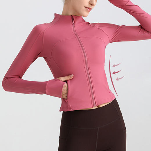 【139元任选2件】跃牌 “晨”系列 裸感瑜伽上衣立领修身透气显瘦网纱运动跑步外套女健身瑜伽服JLWSWT（活动产品，收货7天内支持退换） 商品图3