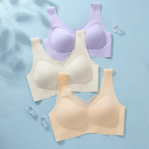 忆夏浅浅 舒适文胸(VIP)【轻薄无痕 凉感内衣】透气无钢圈粉底液隐形聚拢美背内衣 商品图10