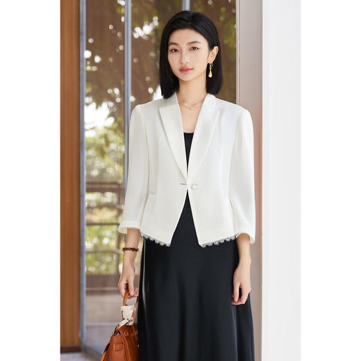 薄透气醋酸短外套 米思阳2025夏季新款轻气质高级感七分袖西装1531 商品图1