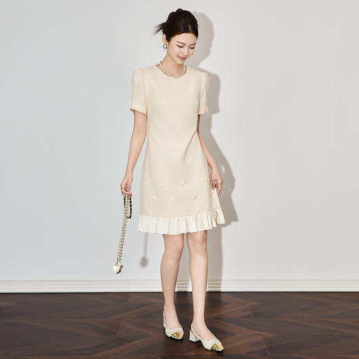 重工钉珠花直筒裙法式高级感静奢连衣裙WLZD2502508 商品图0