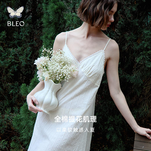 BLEO 全棉圆点提花蕾丝花边三角杯吊带裙 商品图1