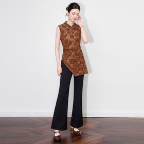 「高货wl」全新升级【铂金会员293/天猫389/差价96】(04029)洛诗琳2025秋季新中式复古立领盘扣提花雪尼尔蕾丝马甲