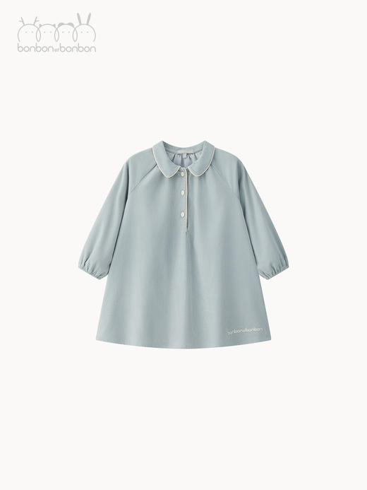 雾蓝设计感连衣裙 商品图0