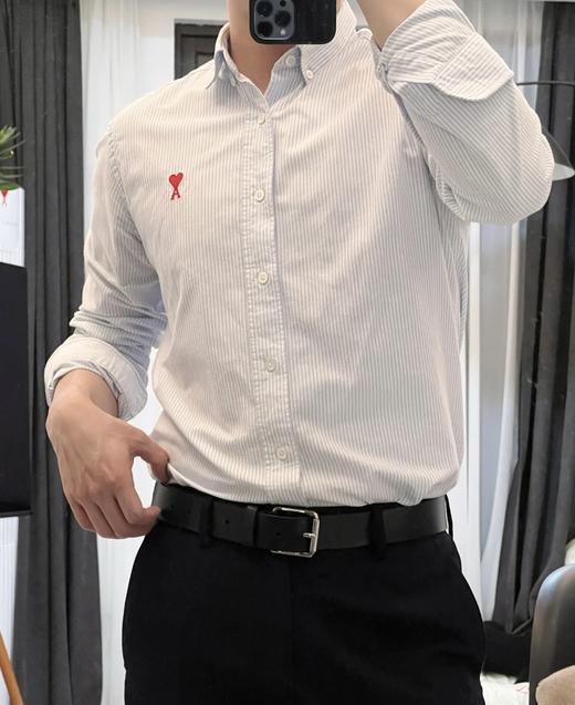 AMI男女同款经典款红色爱心条纹长袖衬衫(ZY*SS) 商品图2