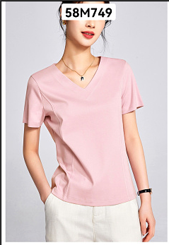 58M749新品上新 V领80支丝光棉T