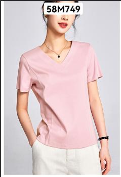 58M749新品上新 V领80支丝光棉T 商品图0