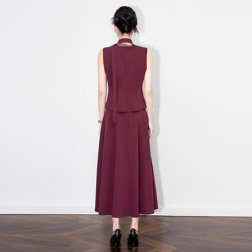 「高货wl」全新升级【铂金会员404/天猫539/差价135】(99824)洛诗琳气质蕾丝V领背心马甲时尚高腰大摆半身裙两件套 商品图3