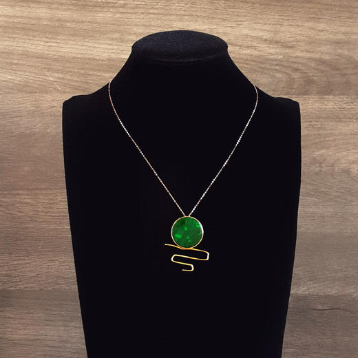 【天然正品】A货翡翠AU750黄金镶天然细腻满绿圆形翡翠胸针吊坠两用款44.1*36.6*5.8MM（皆取最大值）链长：45CM（长度可调节）女士现售价：9680！210825XY04 商品图7