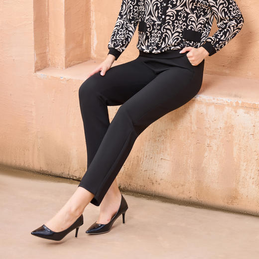 半身缘女裤 春季弹性腰头拼接宽松九分休闲裤261102E30320010 商品图0