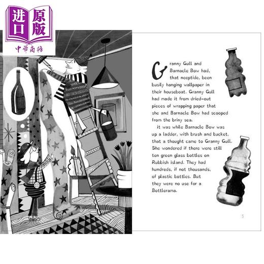 【中商原版】垃圾回收之家 绿瓶子 The Tindims and the Ten Green Bottles 英文原版 儿童文学 黑白插图小说故事 进口童书 商品图1