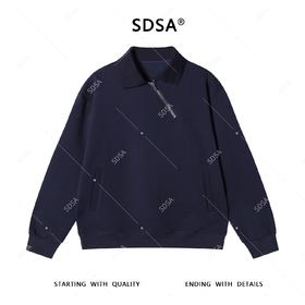 8502SDSA男士秋冬新款轻奢痞帅男装纯色斜拉链翻领套头卫衣百搭潮牌