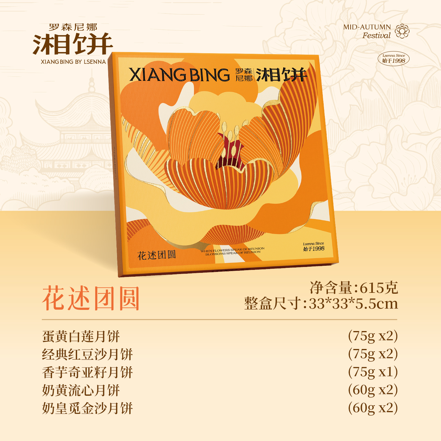 2025年中秋罗森尼娜 花述团圆 615克（75克*5，60克*4）