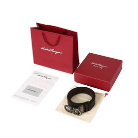 FERRAGAMO菲拉格慕-哑光真空电镀拉丝双面板扣-牛皮革-皮带-男款-黑色-宽3.5cm