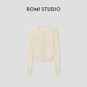 ROMI STUDIO“温柔素雅”16针纯棉轻盈罗纹圆领开衫外套 RWCRSG3727