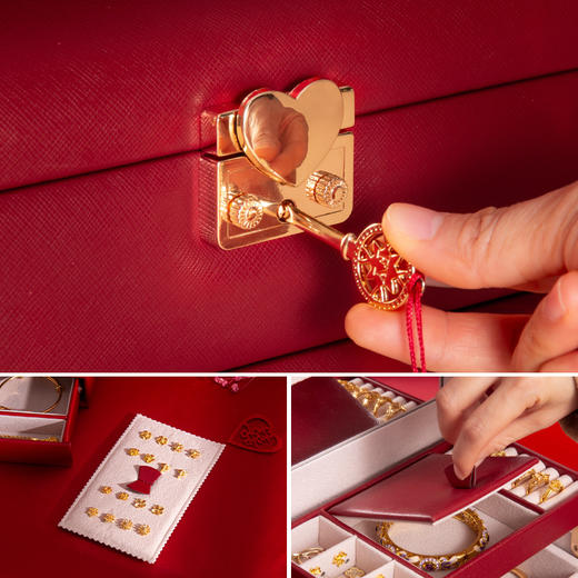 新款结婚首饰盒带锁高档饰品收纳盒22017 商品图3