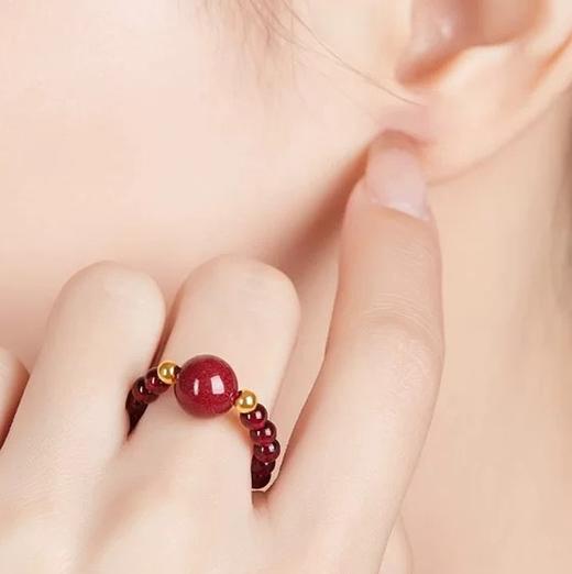 【石榴石朱砂戒指】敦煌小众天然朱砂戒指 石榴石本命年时尚个性小指环戒指 商品图7