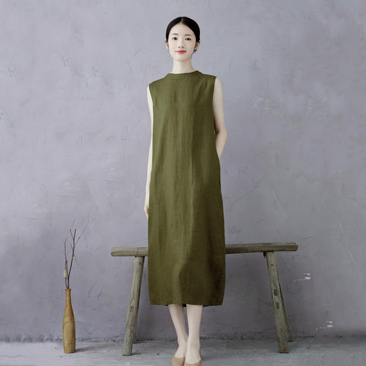 秋香色亚麻连衣裙文艺外穿内搭复古春夏秋【预售3天】GYD0622 商品图3
