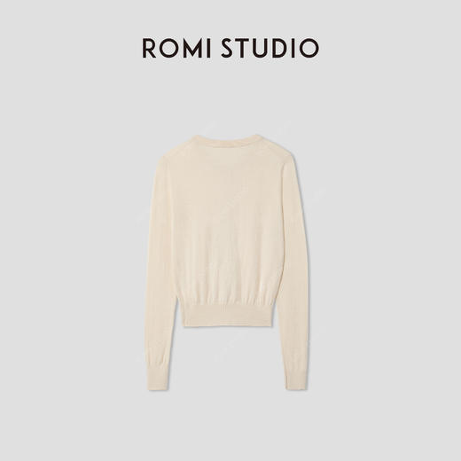 ROMI STUDIO“温柔素雅”16针纯棉轻盈罗纹圆领开衫外套 RWCRSG3727 商品图1