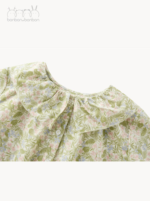 粉绿碎花花边上衣 商品图4