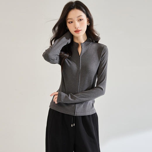 「高货sh」全新升级【铂金会员220/天猫299/差价79】(04854)洛诗琳新款修身显瘦小立领外套2025秋季慵懒针织开衫外套 商品图1