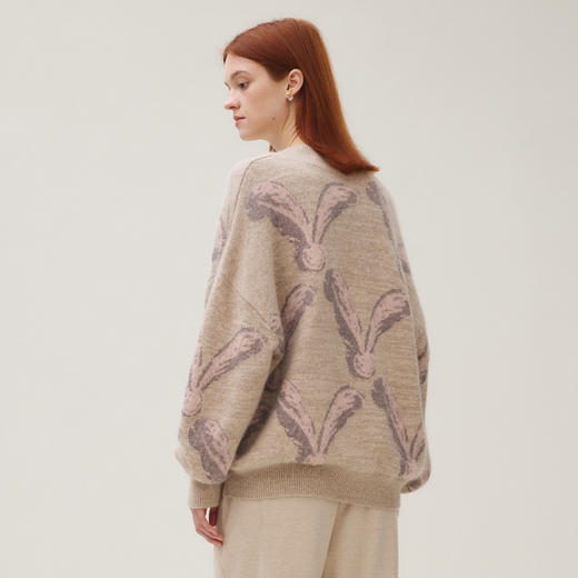 谜底V领套头针织衫女2025秋季新品原创提花百搭减龄毛衣253MZ1325 商品图2