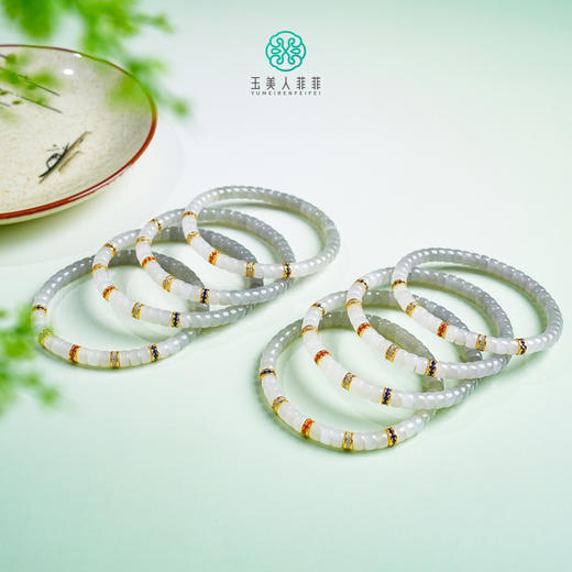 玉美人菲菲-S925和田玉直切手串约3.5*6mm 商品图0